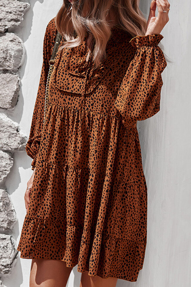 Fashion Street Print Split Joint V Neck A Line Dresses