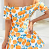 Fashion Street Print Split Joint Off the Shoulder A Line Dresses