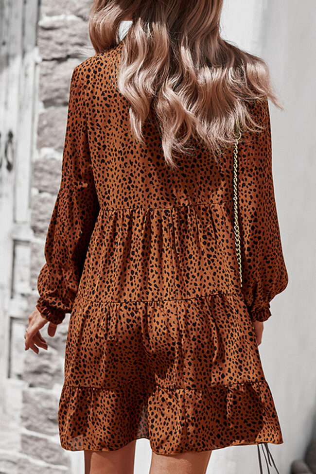 Fashion Street Print Split Joint V Neck A Line Dresses