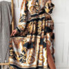 Fashion Street Print Split Joint Off the Shoulder A Line Dresses