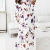 Fashion Street Print Split Joint V Neck A Line Dresses