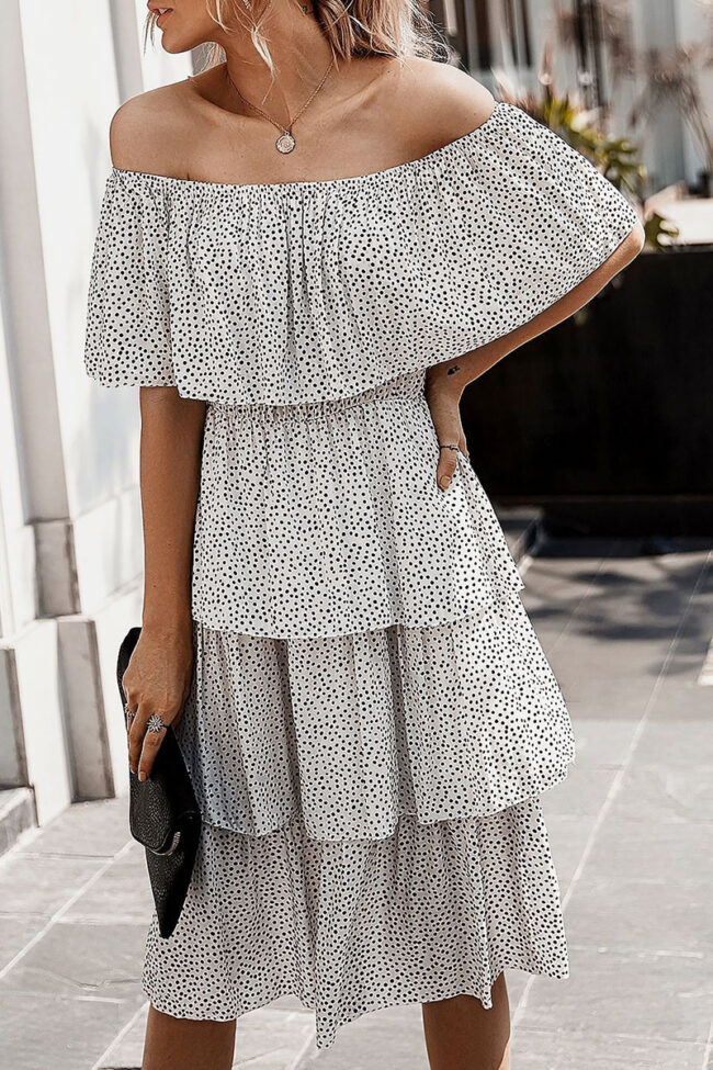 Fashion Street Print Split Joint Off the Shoulder A Line Dresses