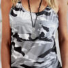 Fashion Street Camouflage Print Spaghetti Strap Tops