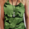 Fashion Street Camouflage Print Spaghetti Strap Tops