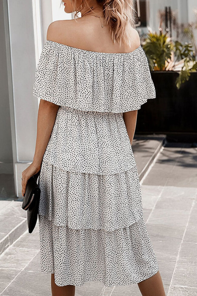 Fashion Street Print Split Joint Off the Shoulder A Line Dresses