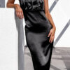 Street Solid Split Joint Spaghetti Strap Wrapped Skirt Dresses