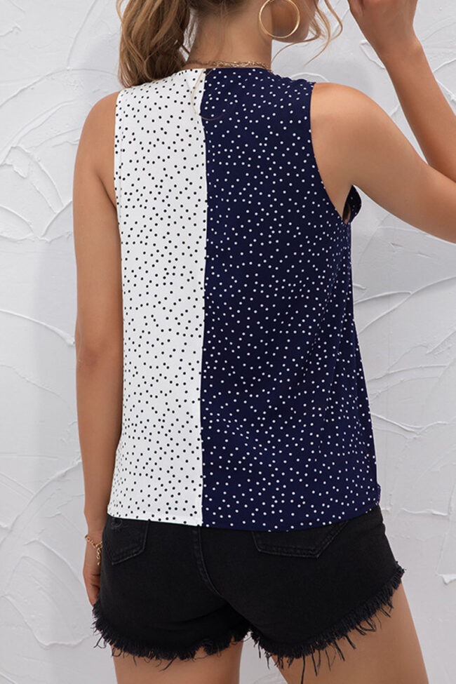 Fashion Street Dot Split Joint V Neck Tops