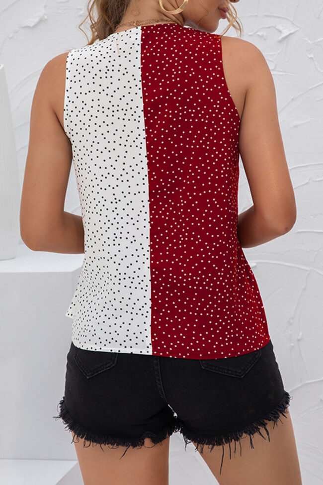 Fashion Street Dot Split Joint V Neck Tops