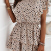 Fashion Sweet Print Split Joint O Neck Waist Skirt Dresses