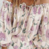 Fashion Sweet Print Split Joint Off the Shoulder Tops