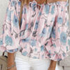 Fashion Sweet Print Split Joint Off the Shoulder Tops