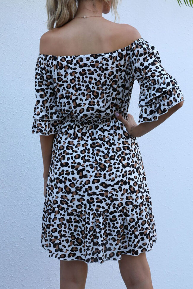 Fashion Street Leopard Off the Shoulder A Line Dresses