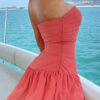 Fashion Street Solid Split Joint Strapless A Line Dresses