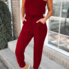 Fashion Street Solid Split Joint Strapless Jumpsuits