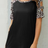 Fashion Street Leopard Split Joint O Neck T-Shirts