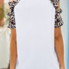 Fashion Street Leopard Split Joint O Neck T-Shirts