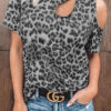 Fashion Street Leopard Split Joint O Neck T-Shirts