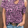 Fashion Street Leopard Split Joint O Neck T-Shirts