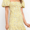 Fashion Sweet Print Split Joint Square Collar A Line Dresses