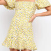 Fashion Sweet Print Split Joint Square Collar A Line Dresses