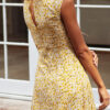 Fashion Sweet Print Split Joint Square Collar A Line Dresses