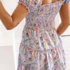 Fashion Sweet Print Split Joint Square Collar Cake Skirt Dresses