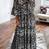 Fashion Street Leopard Split Joint V Neck A Line Dresses