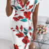 Fashion Street Print Split Joint V Neck Pencil Skirt Dresses