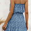 Fashion Sweet Print Split Joint Strapless A Line Dresses