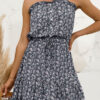 Fashion Sweet Print Split Joint Strapless A Line Dresses