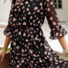 Fashion Sweet Print Split Joint V Neck A Line Dresses