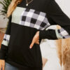 Fashion Street Plaid Split Joint O Neck T-Shirts