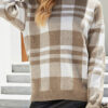 Fashion Street Plaid Split Joint O Neck Tops