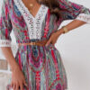 Fashion Sweet Print Split Joint V Neck A Line Dresses