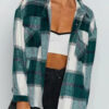 Fashion Street Plaid Split Joint Turndown Collar Tops