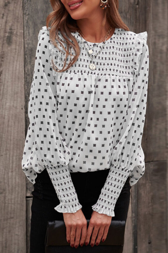 Fashion Street Polka Dot Split Joint O Neck Tops