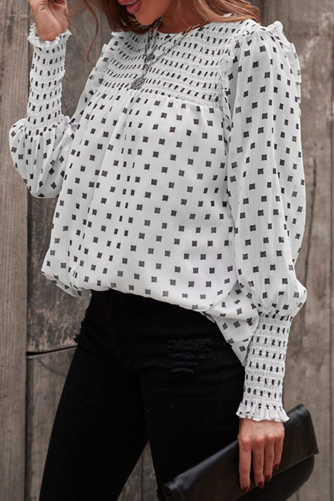 Fashion Street Polka Dot Split Joint O Neck Tops