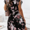 Fashion Sweet Print Split Joint V Neck Pleated Dresses