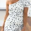 Street Polka Dot Split Joint One Shoulder Irregular Dresses