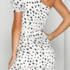 Street Polka Dot Split Joint One Shoulder Irregular Dresses