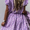 Fashion Sweet Print Split Joint V Neck Pleated Dresses