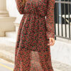 Fashion Street Print Split Joint V Neck Waist Skirt Dresses