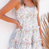 Fashion Street Print Split Joint Spaghetti Strap Pleated Dresses