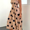 Street Polka Dot Split Joint Spaghetti Strap A Line Dresses