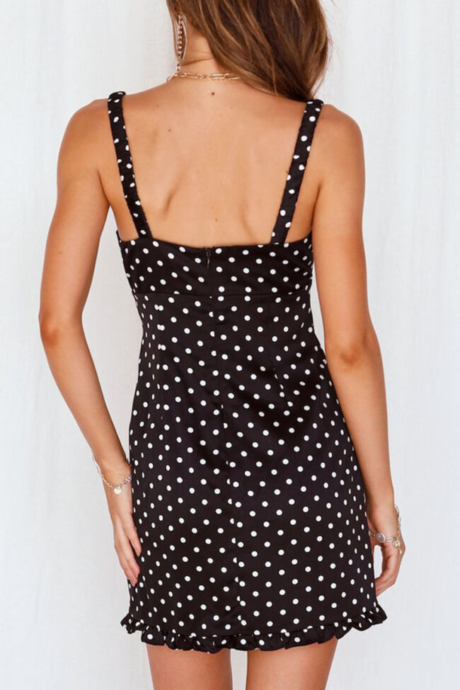 Street Polka Dot Split Joint Spaghetti Strap A Line Dresses