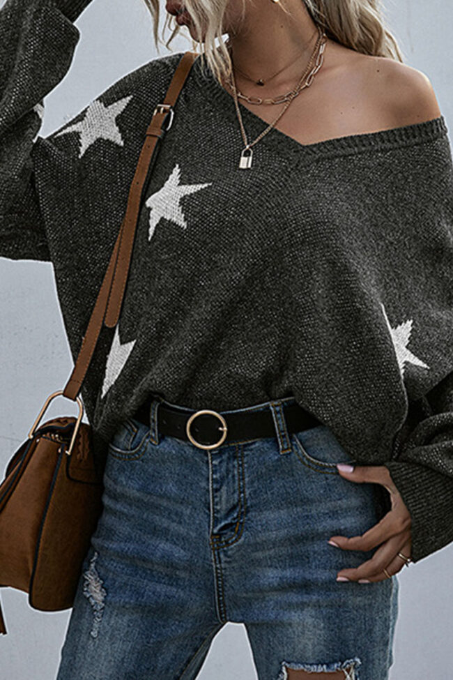 Fashion Street Print Tassel V Neck Tops