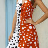 Fashion Street Polka Dot Split Joint V Neck A Line Dresses