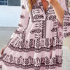 Fashion Sweet Print Split Joint V Neck Princess Dresses