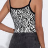 Fashion Street Print Split Joint Spaghetti Strap Tops