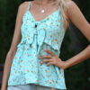 Fashion Sweet Print Split Joint V Neck Tops